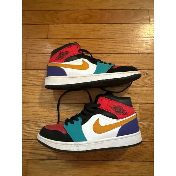 Nike Other - Nike Air Jordan 1 Mid Multicolor Sneakers Men’s US 8.5 | Black Teal Red Gold
